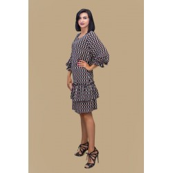 Rochie cu maneca 3/4 cu volan