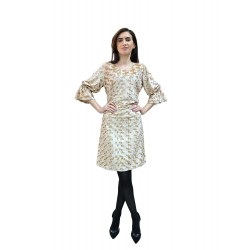 Rochie catifea crem 3D